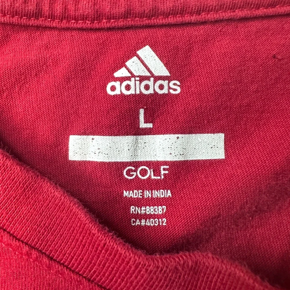 Adidas T-Shirt Mens L Red USA Flag Logo Golf ADVR2001 Short Sleeve Cotton Tee